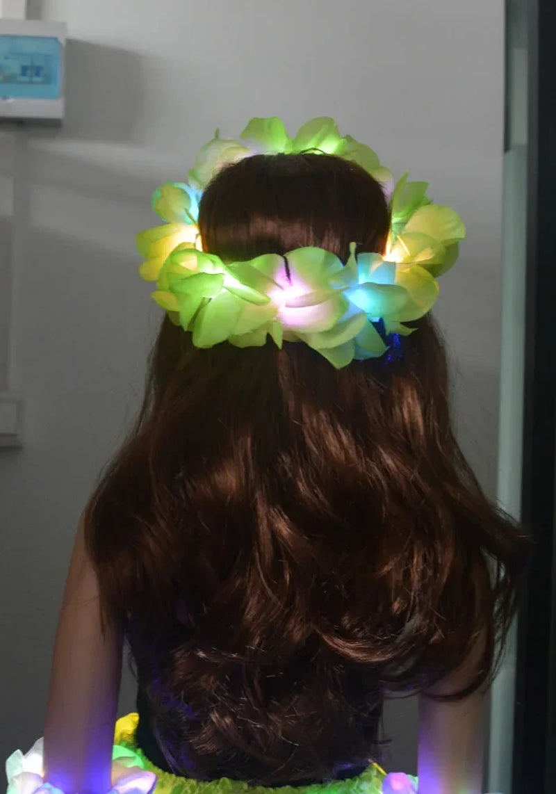 Diadema LED hawaiana con flores para fiestas y bodas