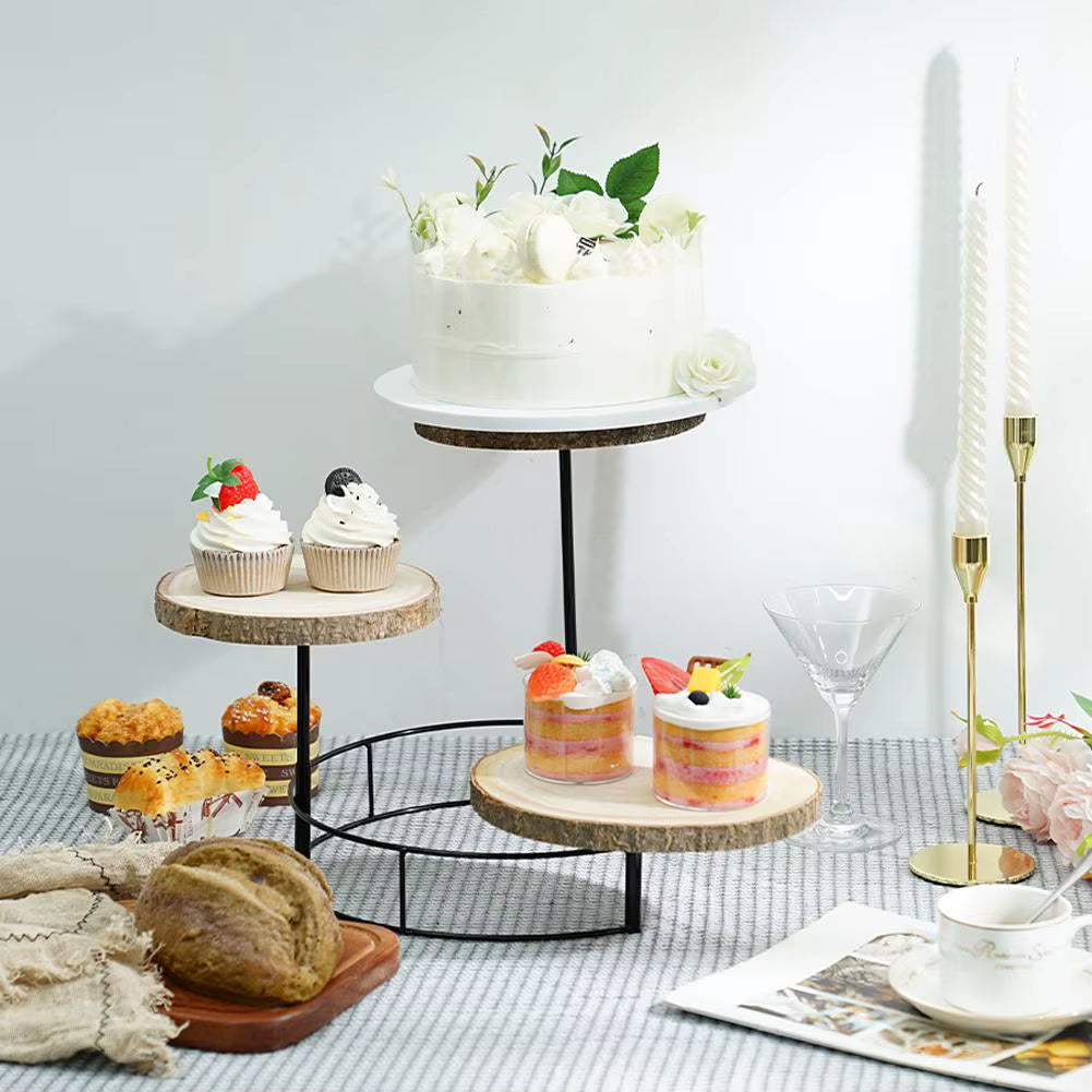 Expositor elegante de madera de 3 capas para dulces y decoración