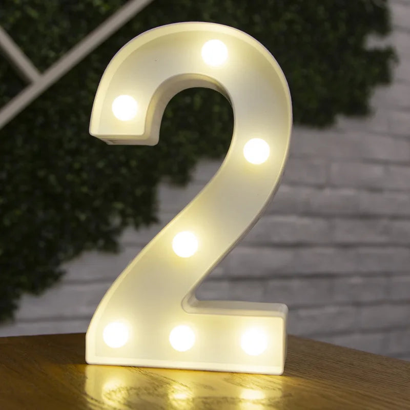 Lámparas LED con forma de alfabeto y números para bodas y cumpleaños