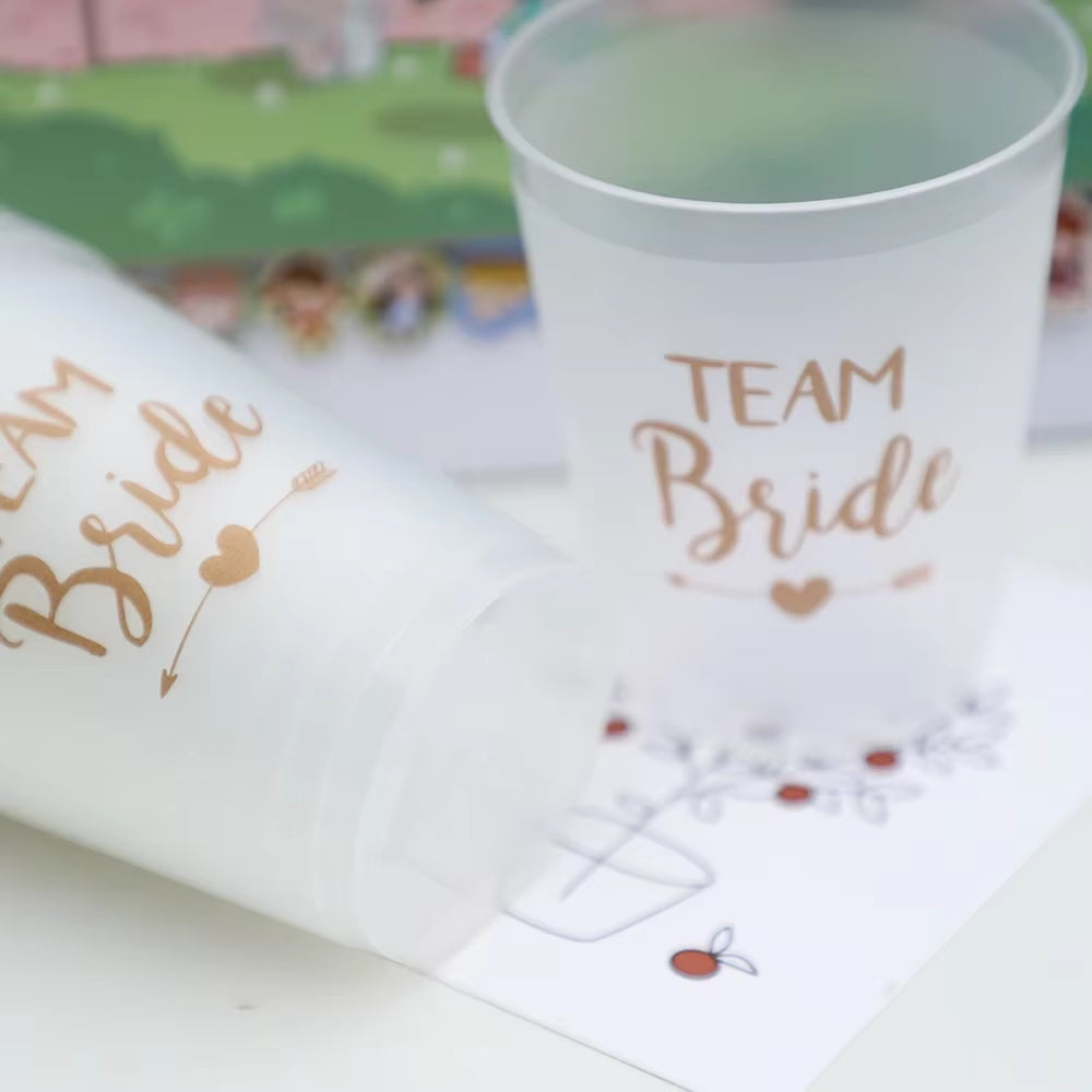 Vasos de plástico para despedida de soltera – Equipo de la novia