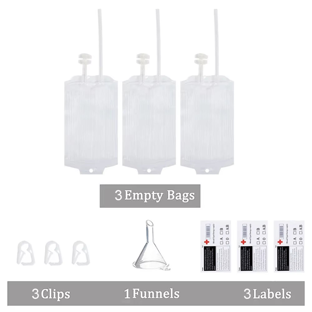 Bolsas de sangre falsas para bebidas y decoración de Halloween