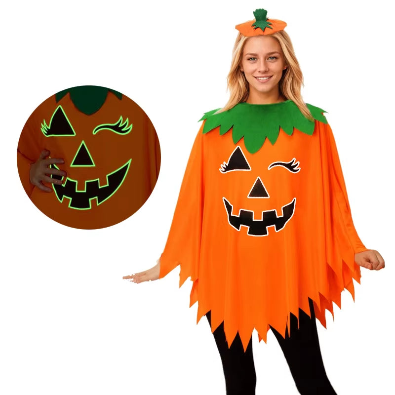 Disfraz de Halloween con capa y sombrero de calabaza – cosplay y fiestas temáticas