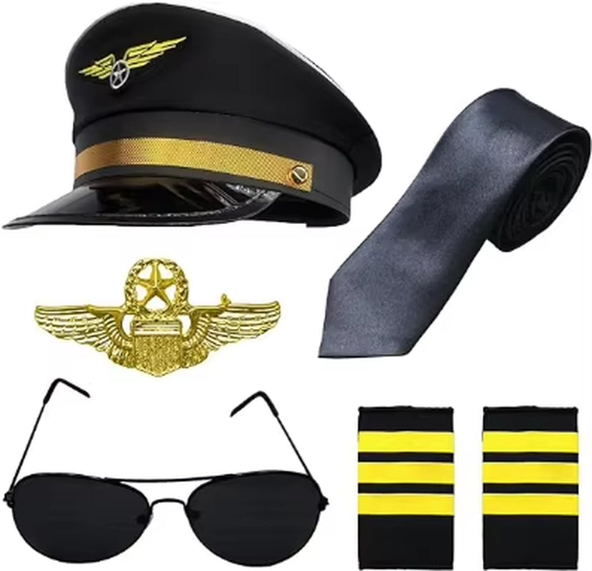 Set de accesorios de piloto para disfraces – 4 piezas