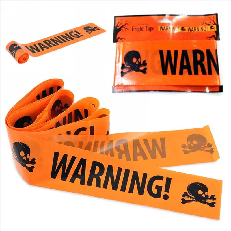 Cinta de advertencia con calavera para Halloween – decoración de ventanas y fiestas