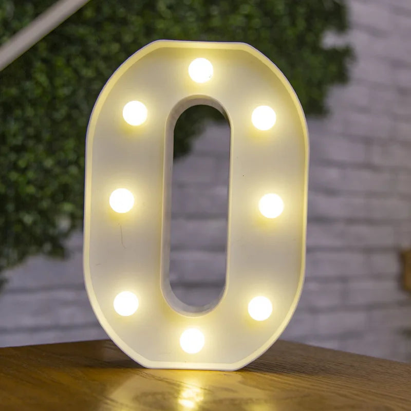 Lámparas LED con forma de alfabeto y números para bodas y cumpleaños