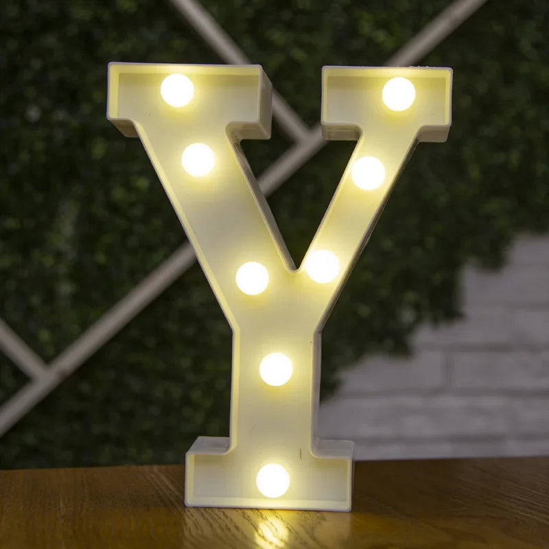 Lámparas LED con forma de alfabeto y números para bodas y cumpleaños