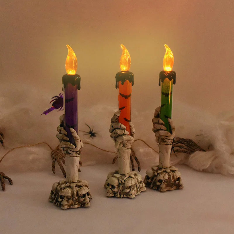 Velas LED de Halloween en forma de manos de fantasma – accesorios de terror para fiestas
