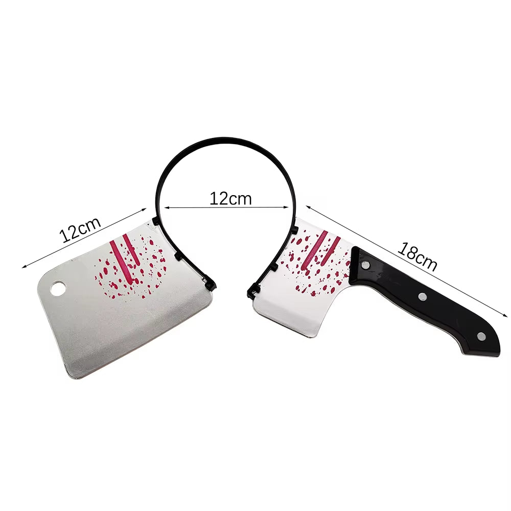 Diademas de Halloween con armas falsas sangrientas para disfraces