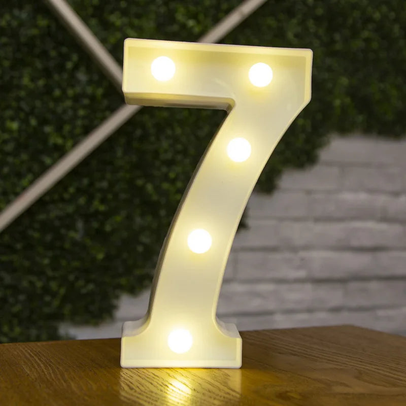 Lámparas LED con forma de alfabeto y números para bodas y cumpleaños