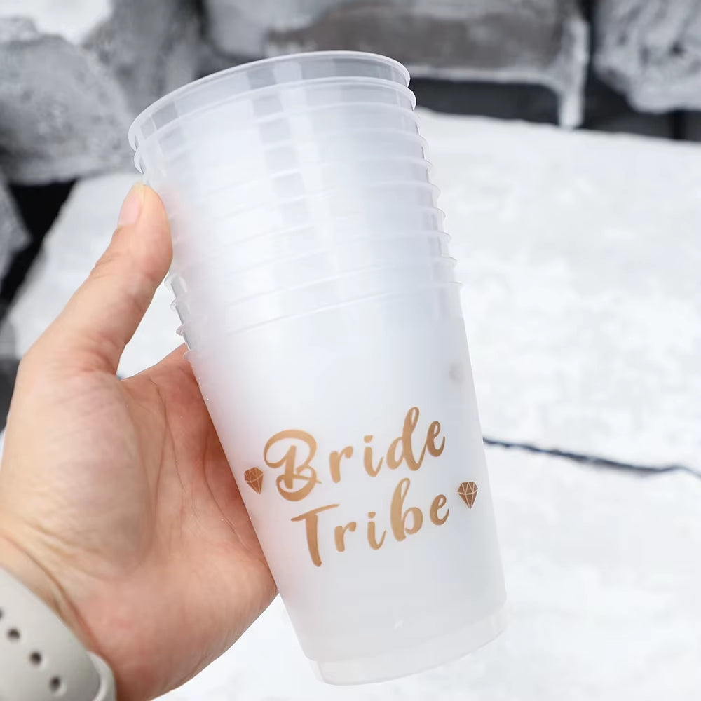 Vasos de plástico para despedida de soltera – Equipo de la novia