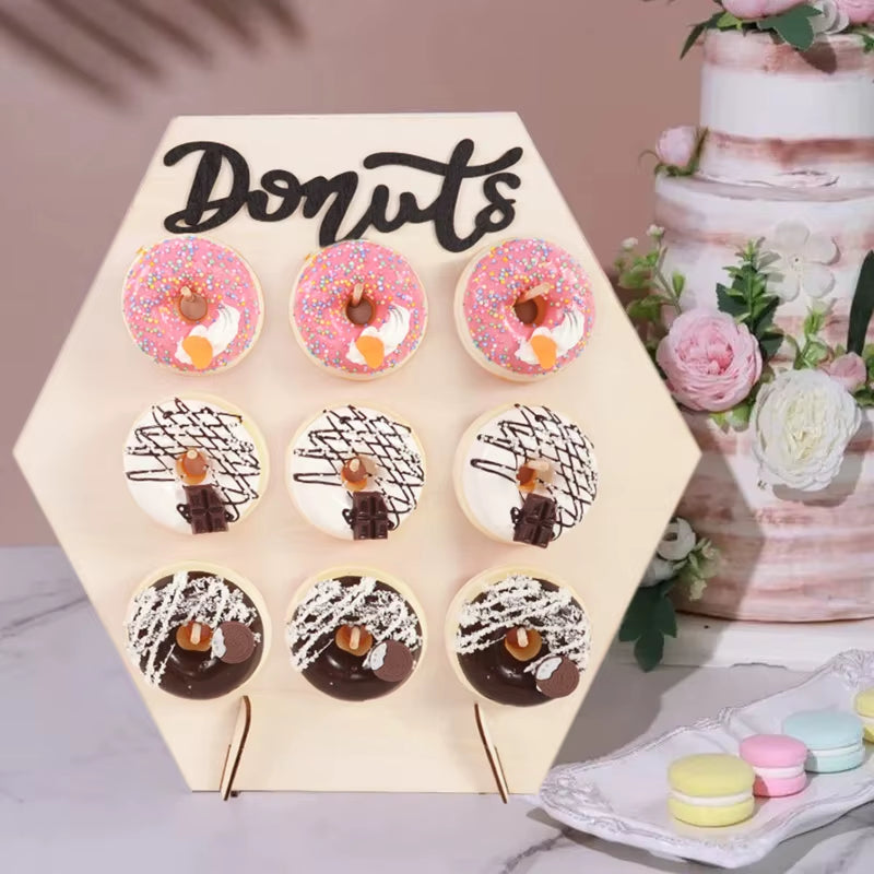 Soporte de madera para donuts – decoración de mesa y candy bar