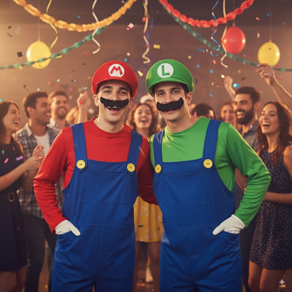 Disfraz clásico de Super Mario Bros/Luigi adulto para carnaval y eventos
