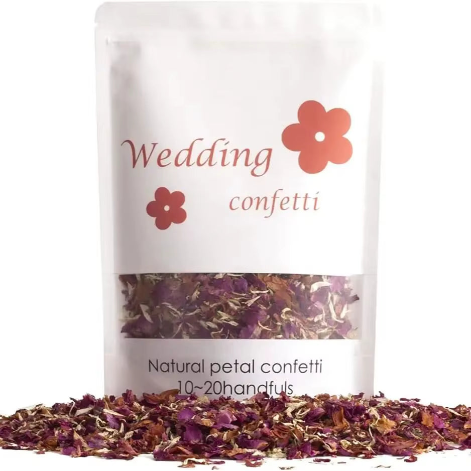 Confeti natural de pétalos secos de rosa para bodas y celebraciones