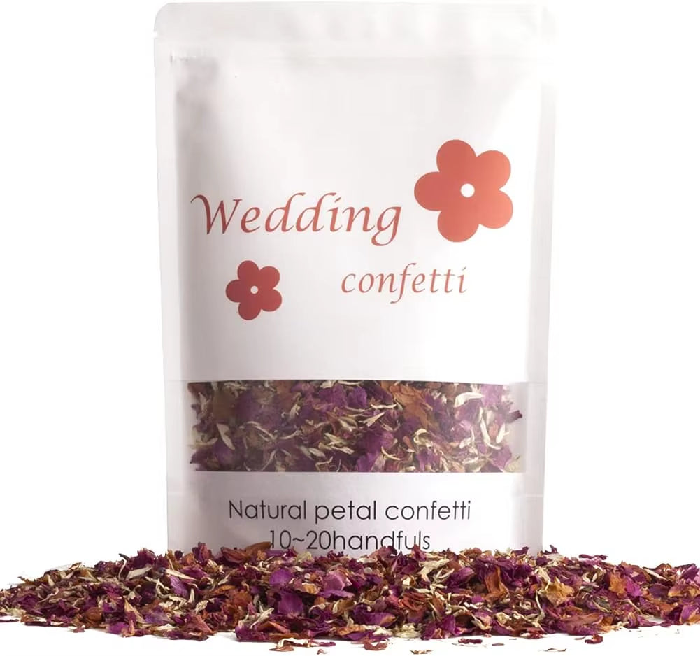 Confeti natural de pétalos secos de rosa para bodas y celebraciones