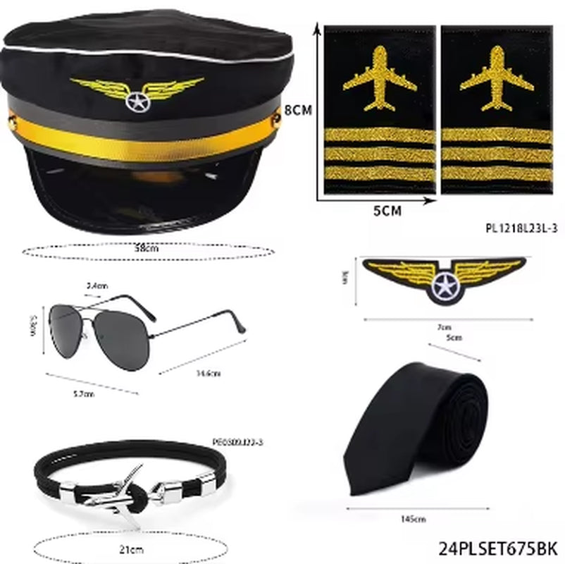 Set de accesorios de piloto para disfraces – 4 piezas