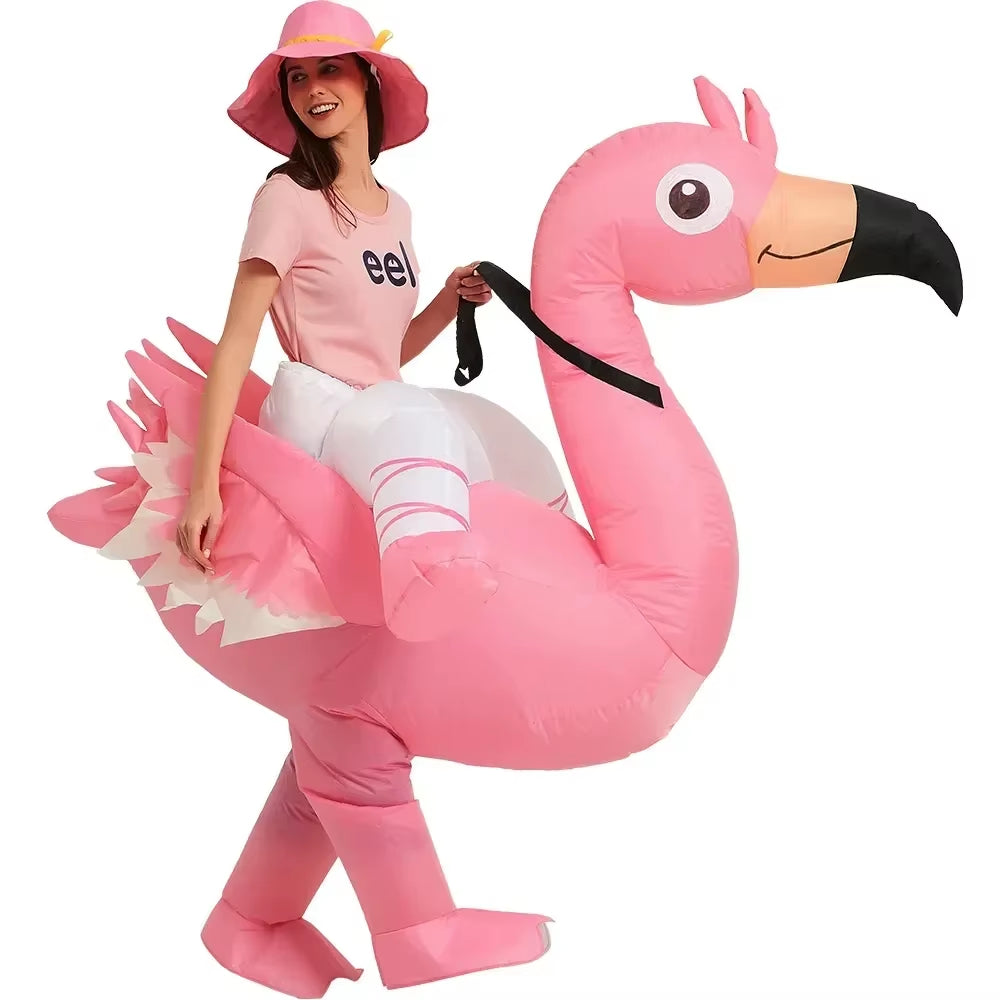 Disfraz inflable de flamenco rosa – divertido para adultos y niños en fiestas