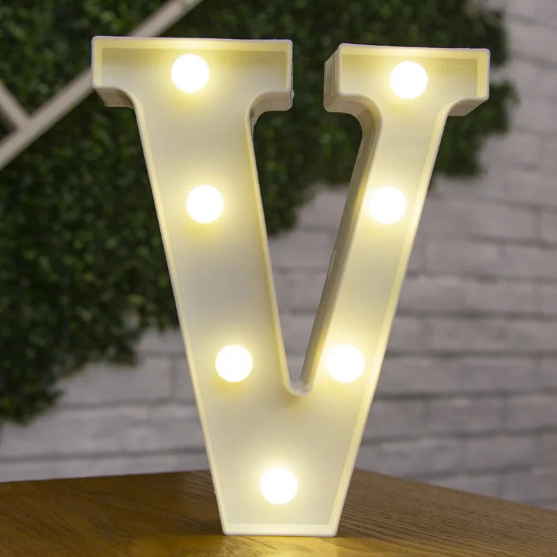 Lámparas LED con forma de alfabeto y números para bodas y cumpleaños
