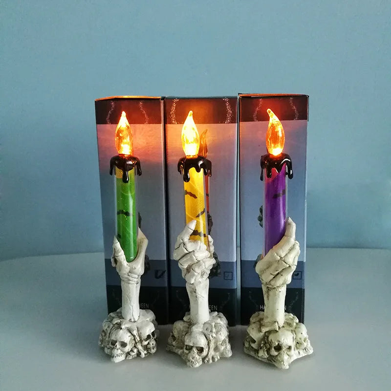 Velas LED de Halloween en forma de manos de fantasma – accesorios de terror para fiestas