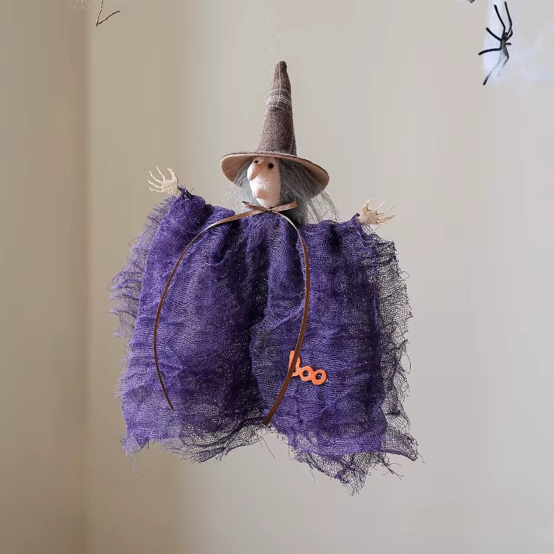 Colgante decorativo de bruja y calabaza para Halloween