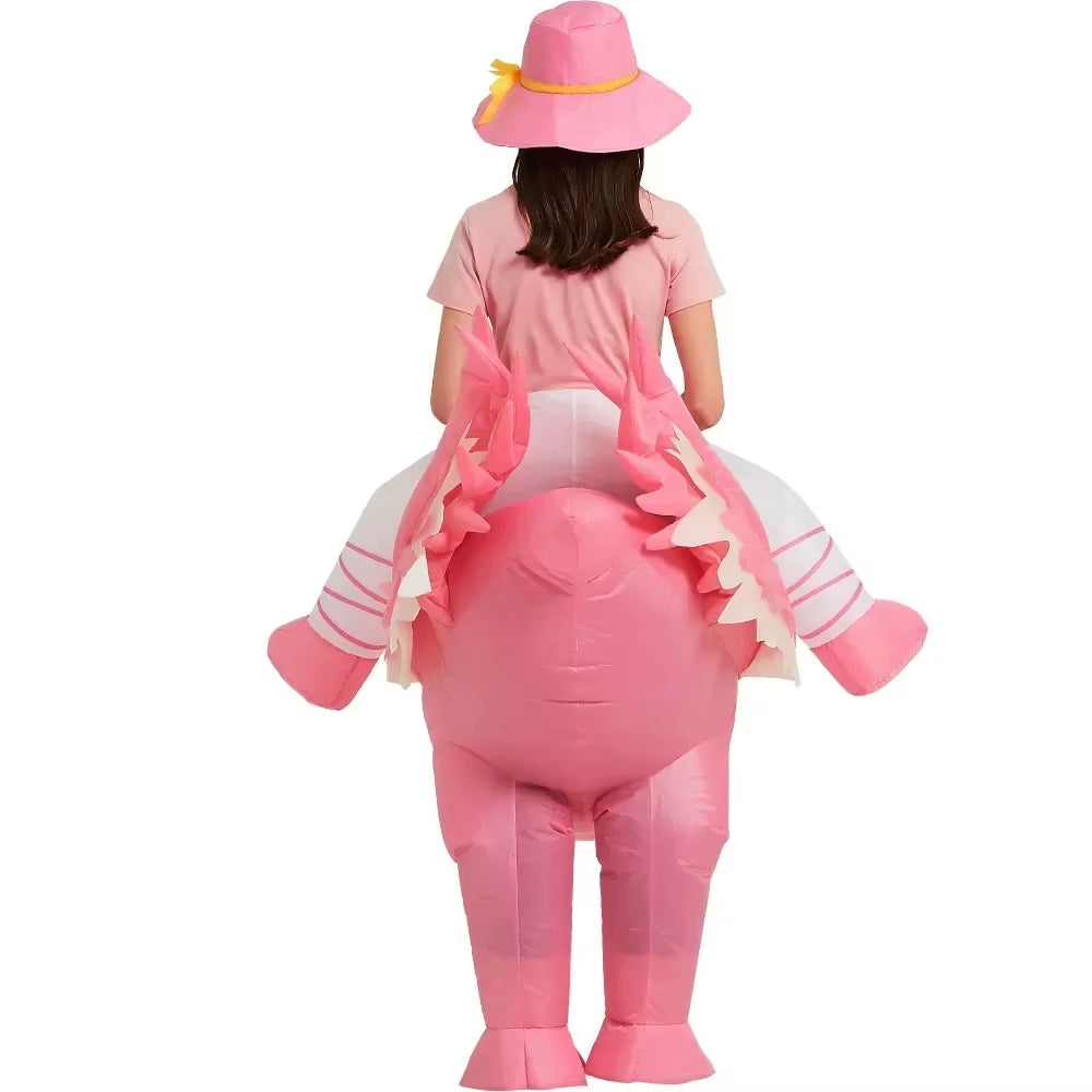Disfraz inflable de flamenco rosa – divertido para adultos y niños en fiestas
