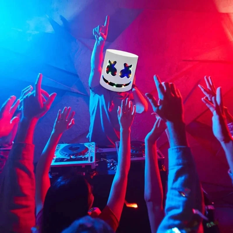 Casco luminoso DJ Marshmello para disfraces, carnaval, bodas y festivales
