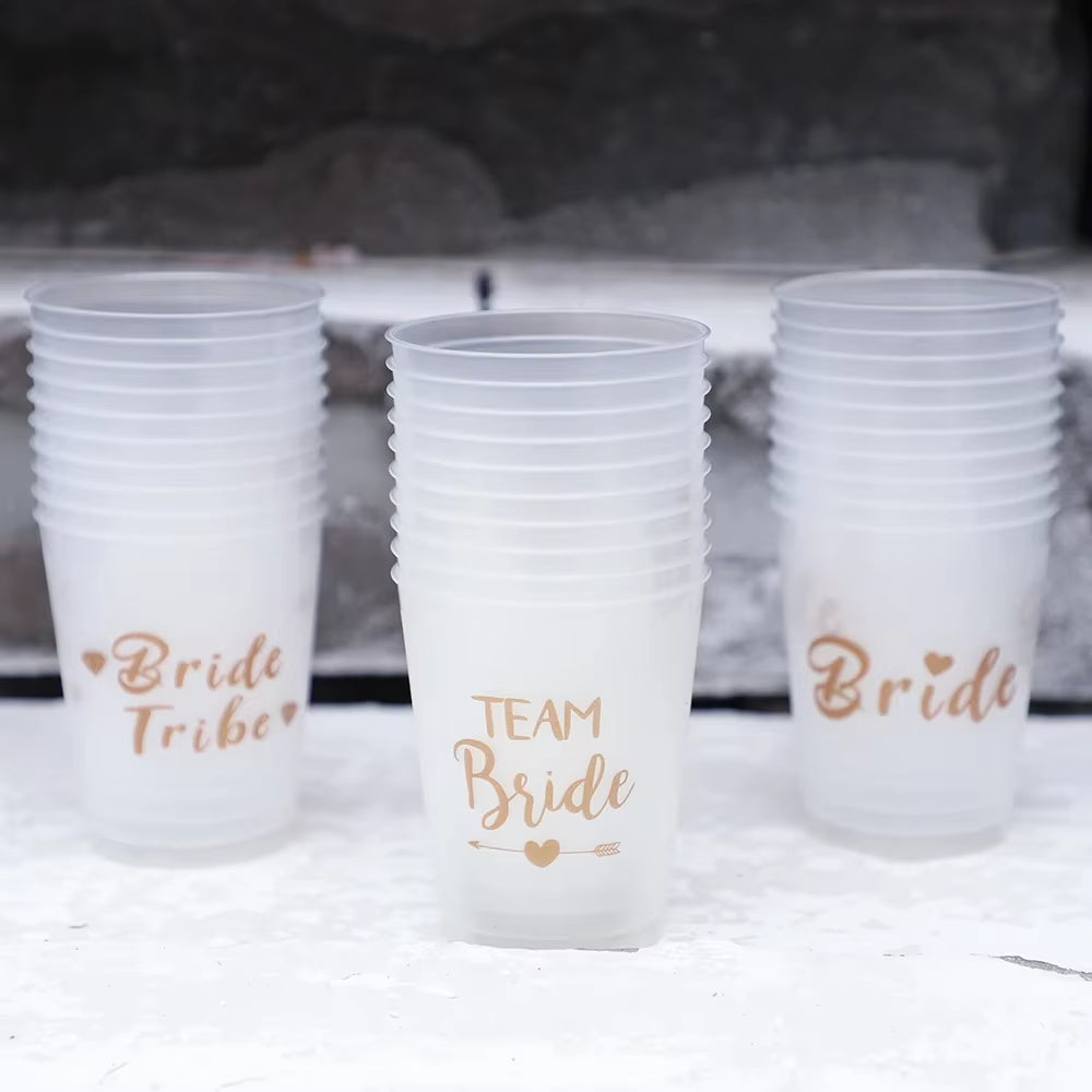 Vasos de plástico para despedida de soltera – Equipo de la novia
