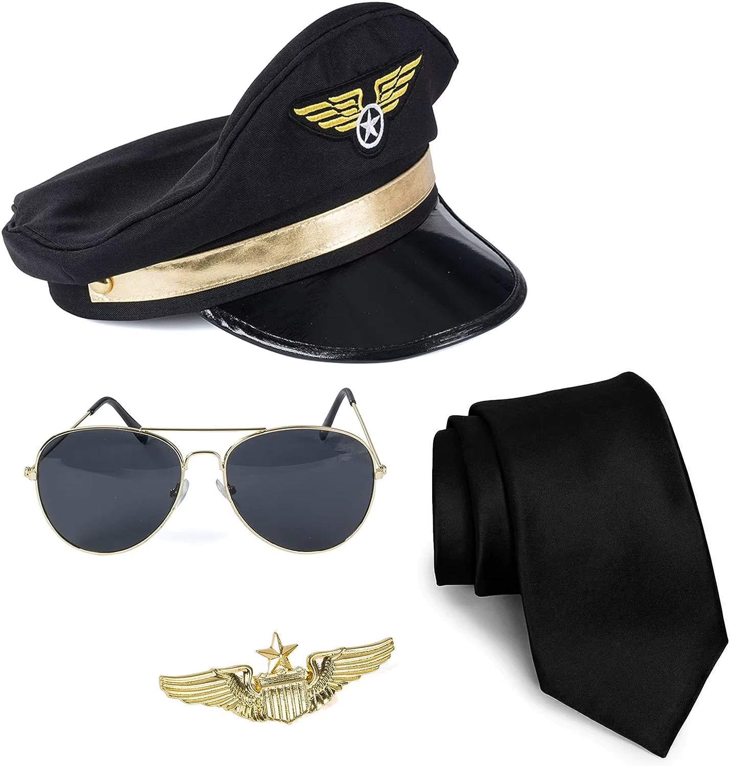 Set de accesorios de piloto para disfraces – 4 piezas