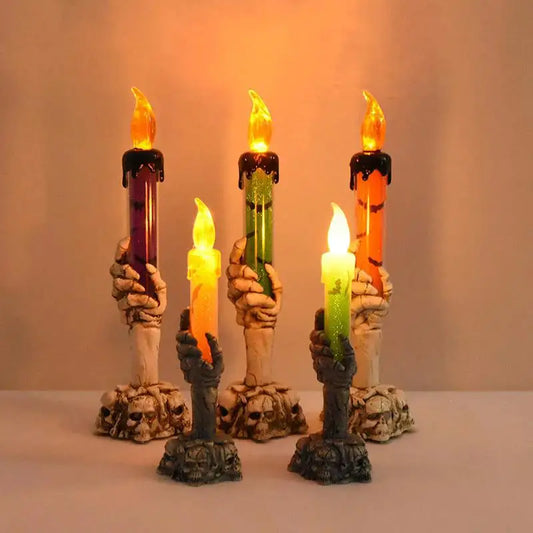 Velas LED de Halloween en forma de manos de fantasma – accesorios de terror para fiestas