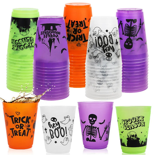 Vasos de plástico con calavera para cócteles y fiestas de Halloween