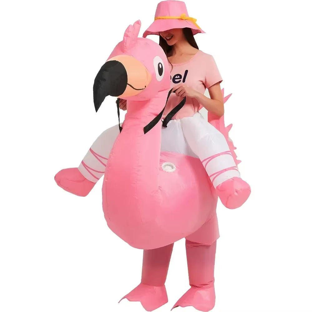 Disfraz inflable de flamenco rosa – divertido para adultos y niños en fiestas