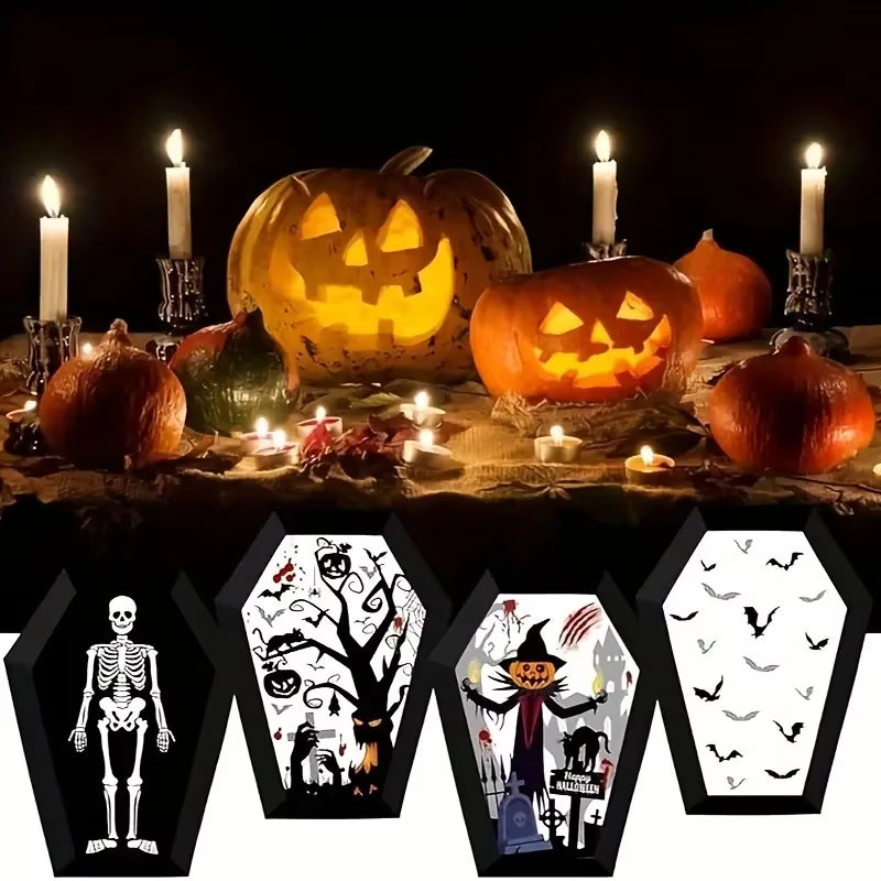 Bandejas de papel con forma de ataúd – decoración para Halloween