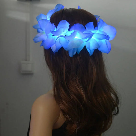 Diadema LED hawaiana con flores para fiestas y bodas
