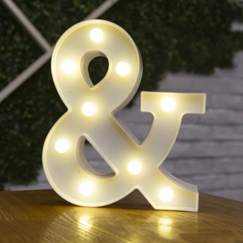 Lámparas LED con forma de alfabeto y números para bodas y cumpleaños