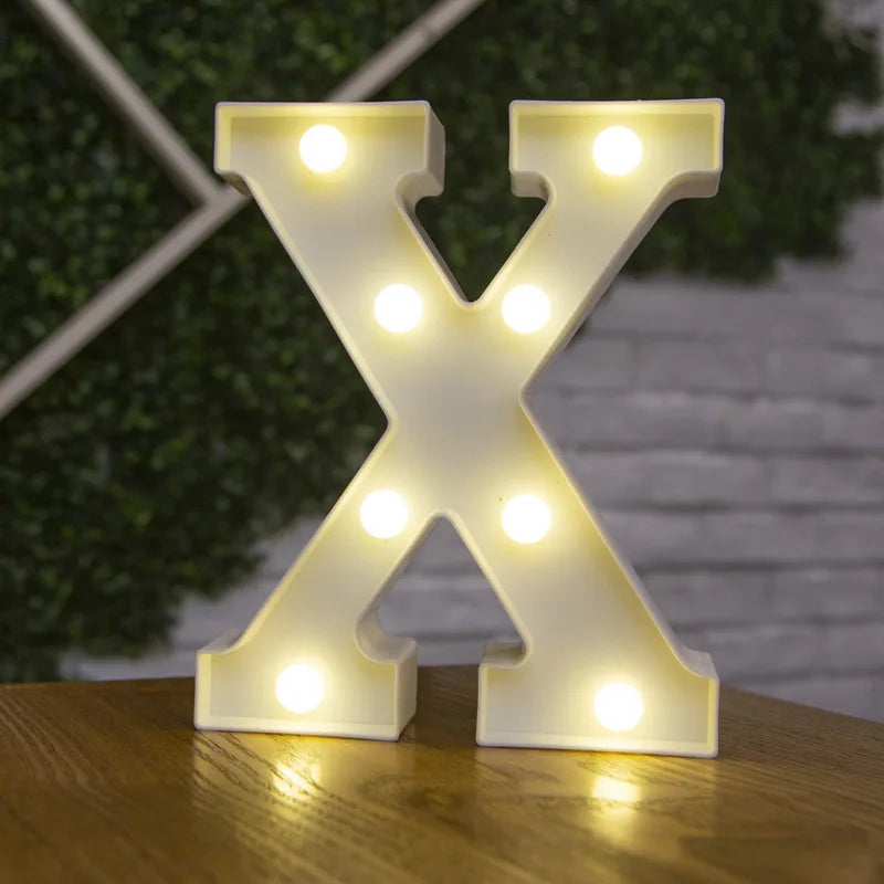 Lámparas LED con forma de alfabeto y números para bodas y cumpleaños