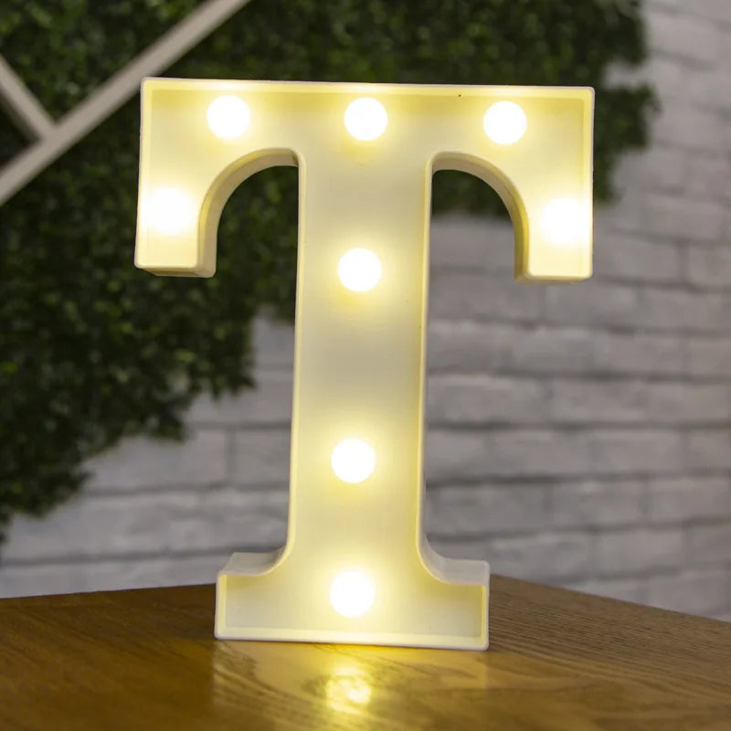 Lámparas LED con forma de alfabeto y números para bodas y cumpleaños