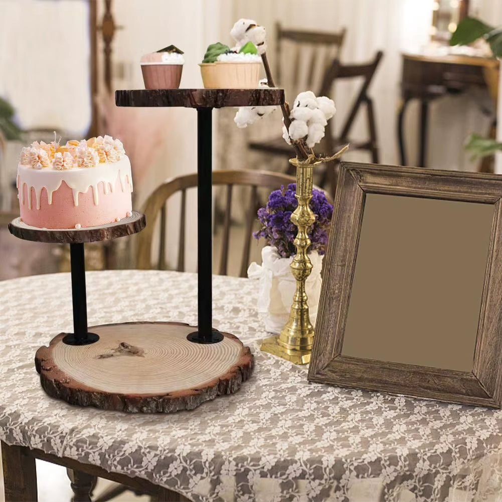 Expositor elegante de madera de 3 capas para dulces y decoración