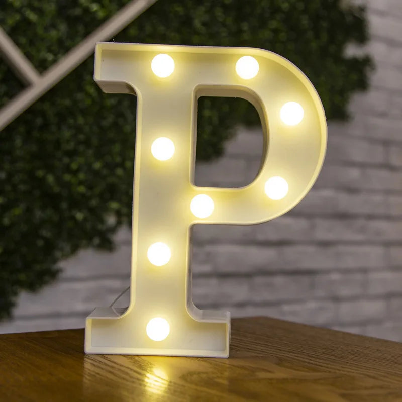 Lámparas LED con forma de alfabeto y números para bodas y cumpleaños