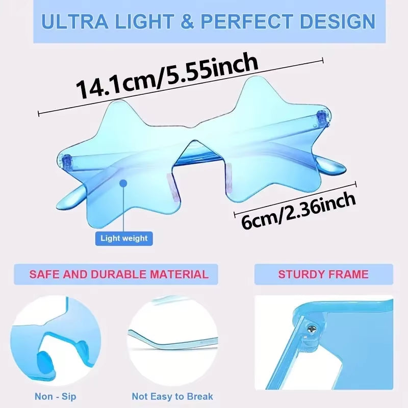 Gafas de Estrella Coloridas – Accesorio Divertido para Fiestas y Hora Loca