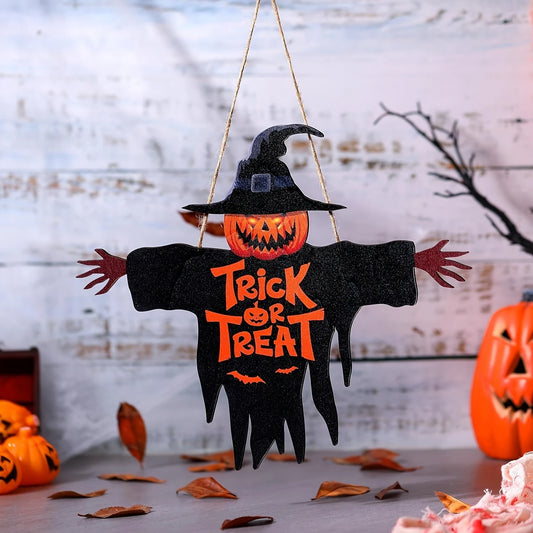 Cartel colgante de Halloween con diseño de calabaza – adorno para puerta o pared