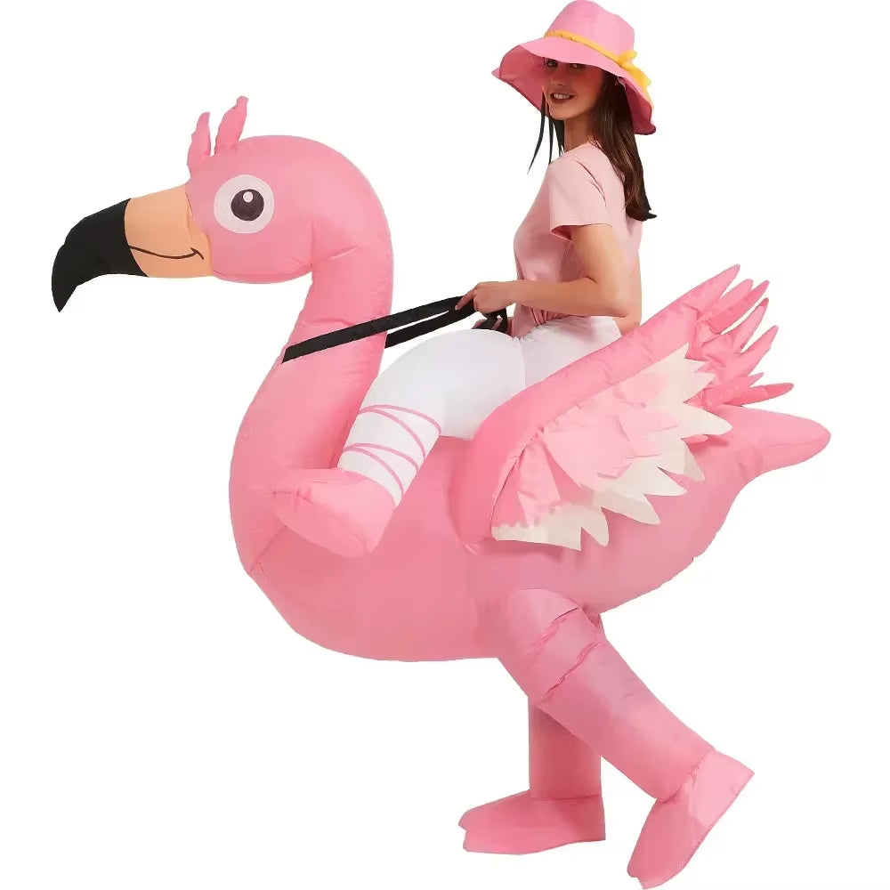 Disfraz inflable de flamenco rosa – divertido para adultos y niños en fiestas