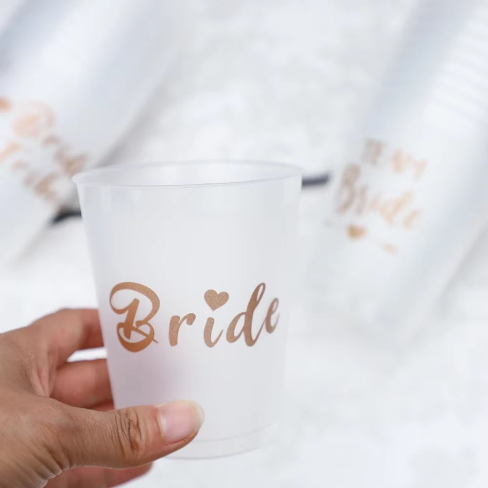 Vasos de plástico para despedida de soltera – Equipo de la novia