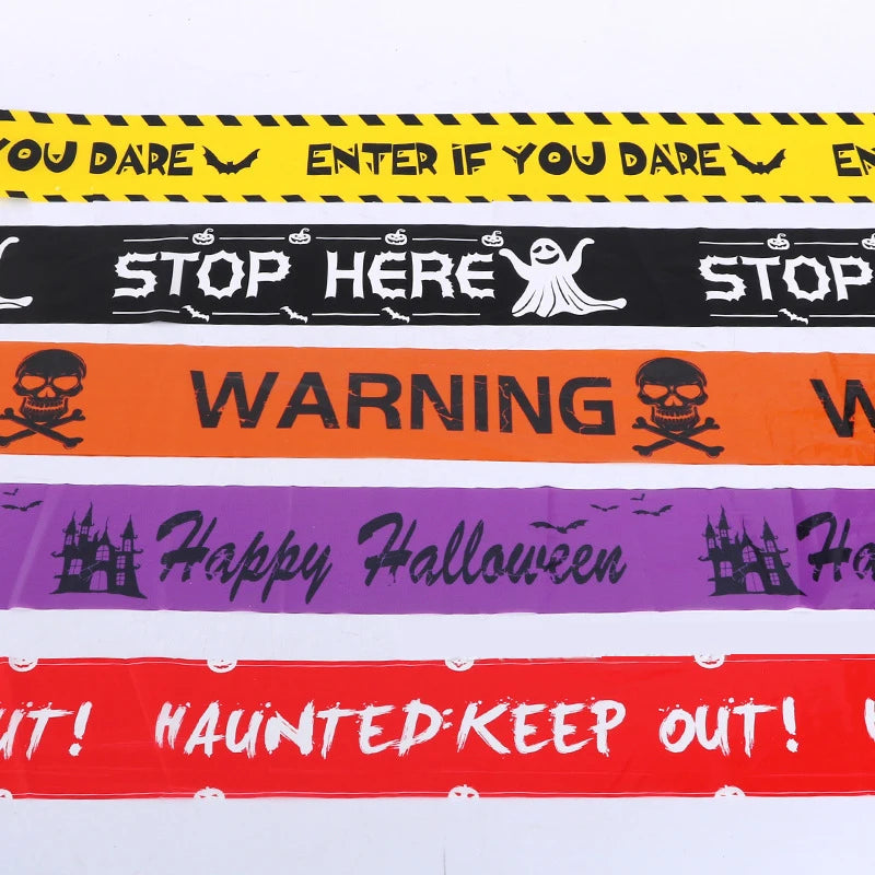 Cinta de advertencia con calavera para Halloween – decoración de ventanas y fiestas