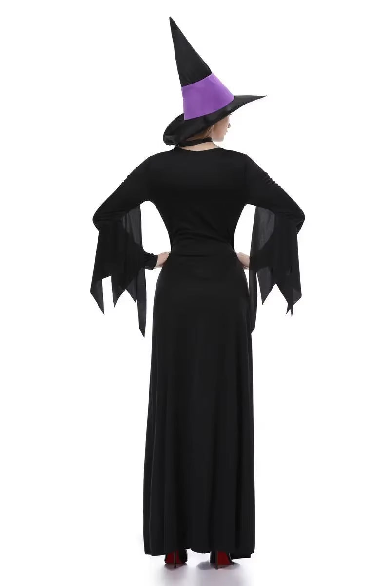 Disfraz de Bruja Púrpura para Adultos – Vestido Elegante de Halloween