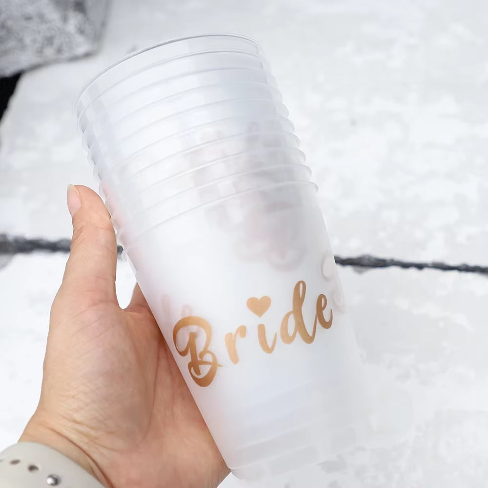 Vasos de plástico para despedida de soltera – Equipo de la novia