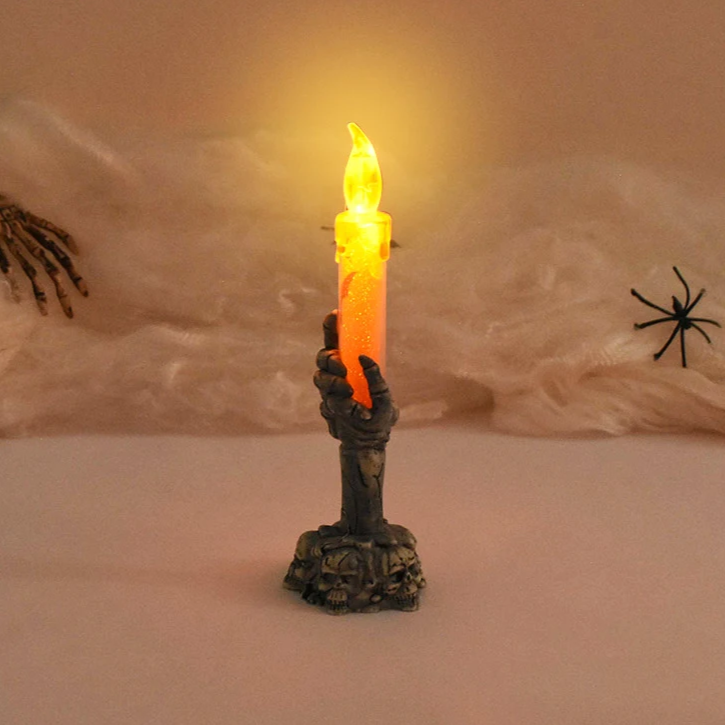 Velas LED de Halloween en forma de manos de fantasma – accesorios de terror para fiestas