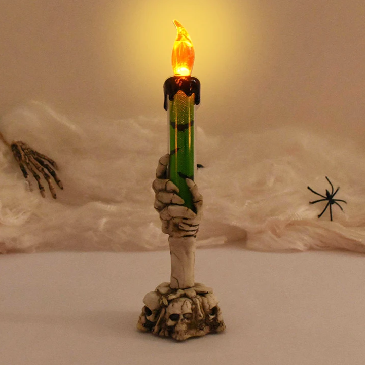 Velas LED de Halloween en forma de manos de fantasma – accesorios de terror para fiestas