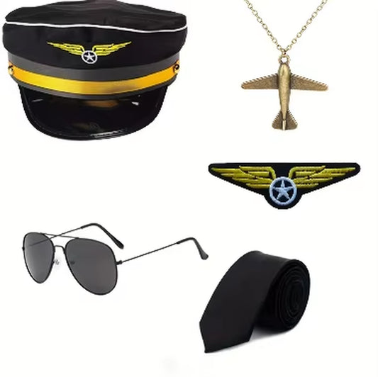 Set de accesorios de piloto para disfraces – 4 piezas