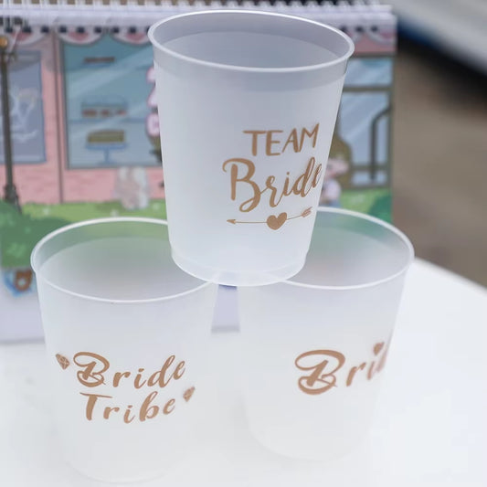 Vasos de plástico para despedida de soltera – Equipo de la novia