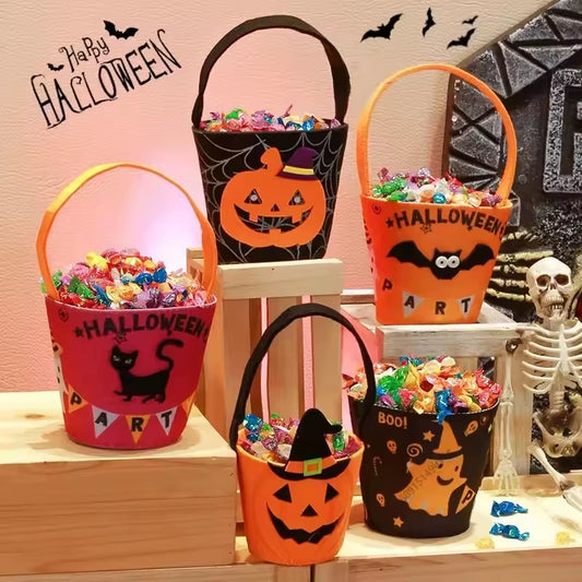 Cesta infantil para recolectar caramelos en fiestas de Halloween