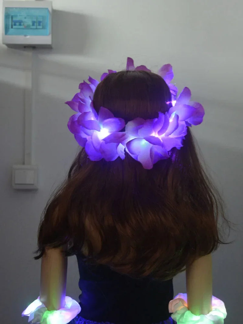 Diadema LED hawaiana con flores para fiestas y bodas